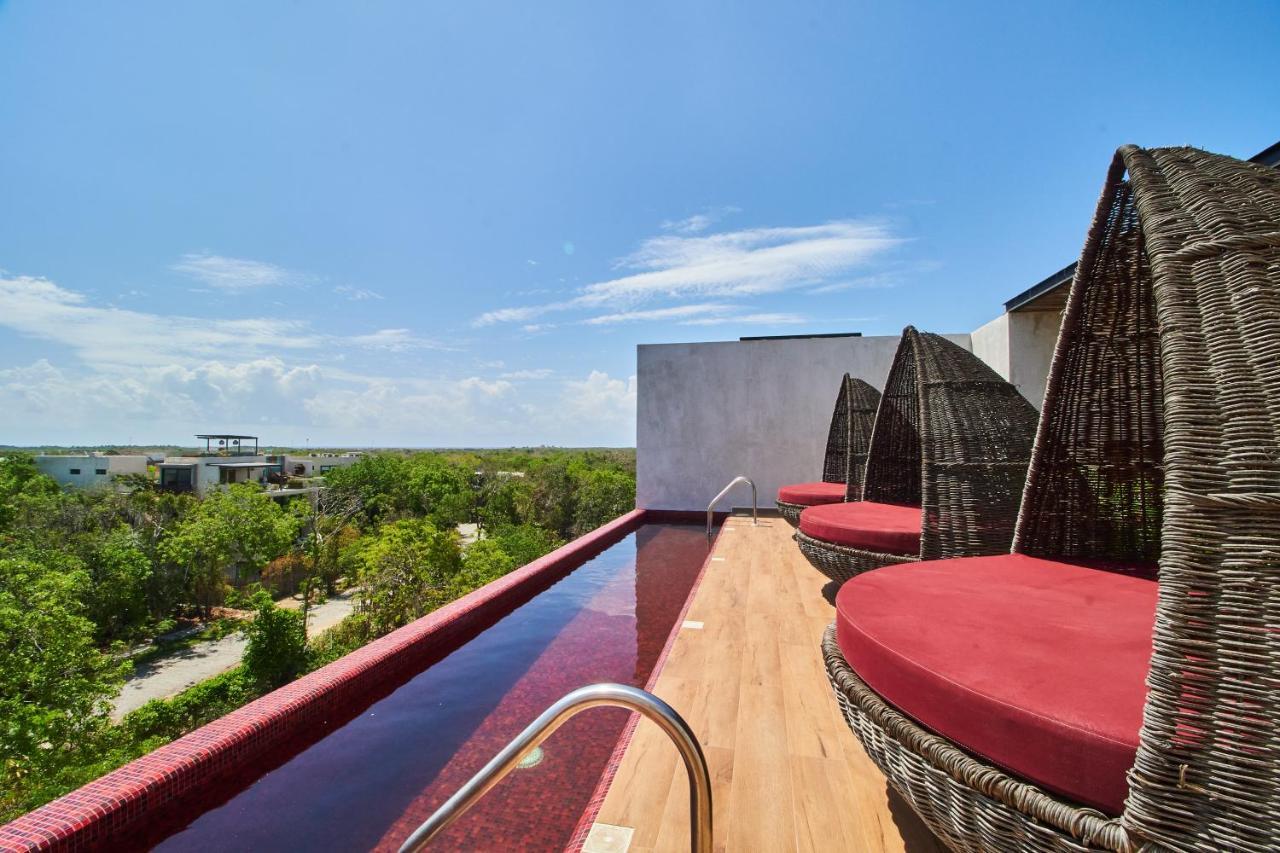 Elegant Trendy Apartment In Tulum With Infinity Pool, Breathtaking Jungle View & Bottle Of Wine Per Stay Exterior photo