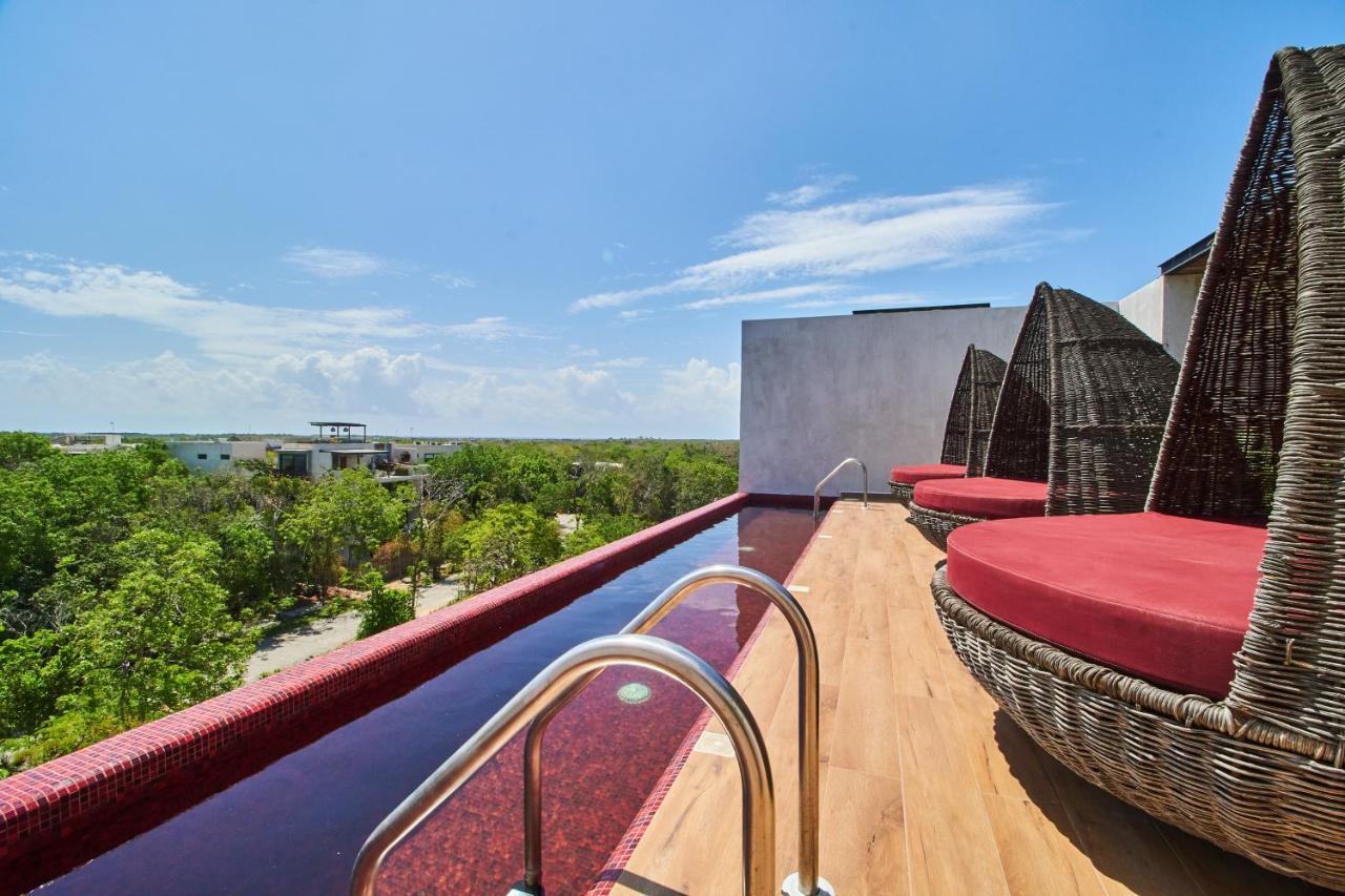 Elegant Trendy Apartment In Tulum With Infinity Pool, Breathtaking Jungle View & Bottle Of Wine Per Stay Exterior photo